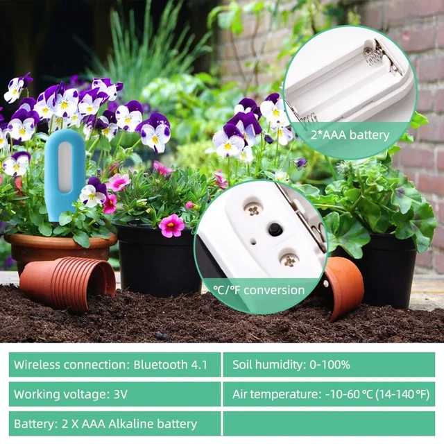 Tuya Smart 2In1 Bluetooth Soil Tester Temperature and Humidity Meter Thermo Hygrometer Garden Automation Irrigation Detector 5