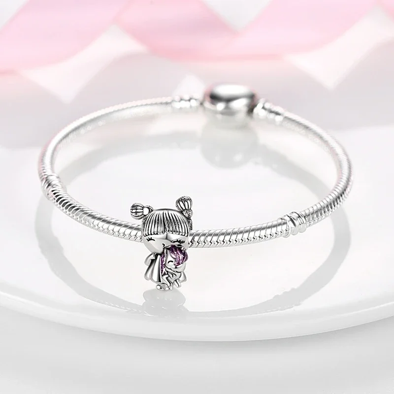 925 Sterling Silver Boy Girl Couple Lovers Beads Charms Zirconium Dangle Fit Original Bracelet Charms Jewelry Women DIY charm jewelry sterling silver jewelry beads charms sterling silver beads silver charm bead charm bead beads jewelry sterling silver beads charm silver charm bracelet loose beads