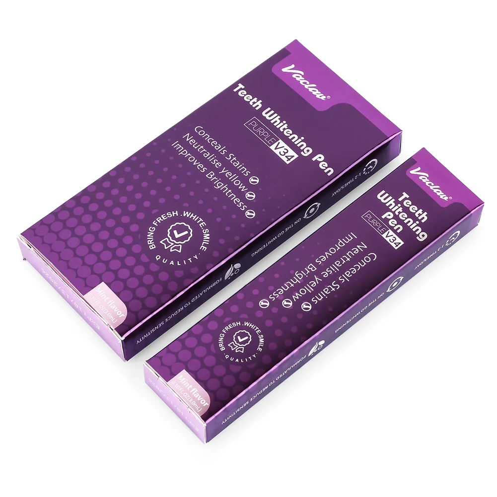 1/2/3/4pcs Purple Teeth Whitening Pen V34 Strong Dazzling White Whitening Tooth Pen Remove Tooth Stains Plaque Oral Care Tools