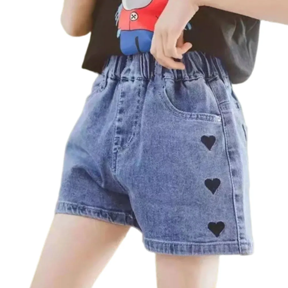 

2023 Summer Girls Shorts Kids Denim Pants Casual Jeans 2 To 12Yrs Children's Cartoon Printed Clothing Teenagers Short Trousers