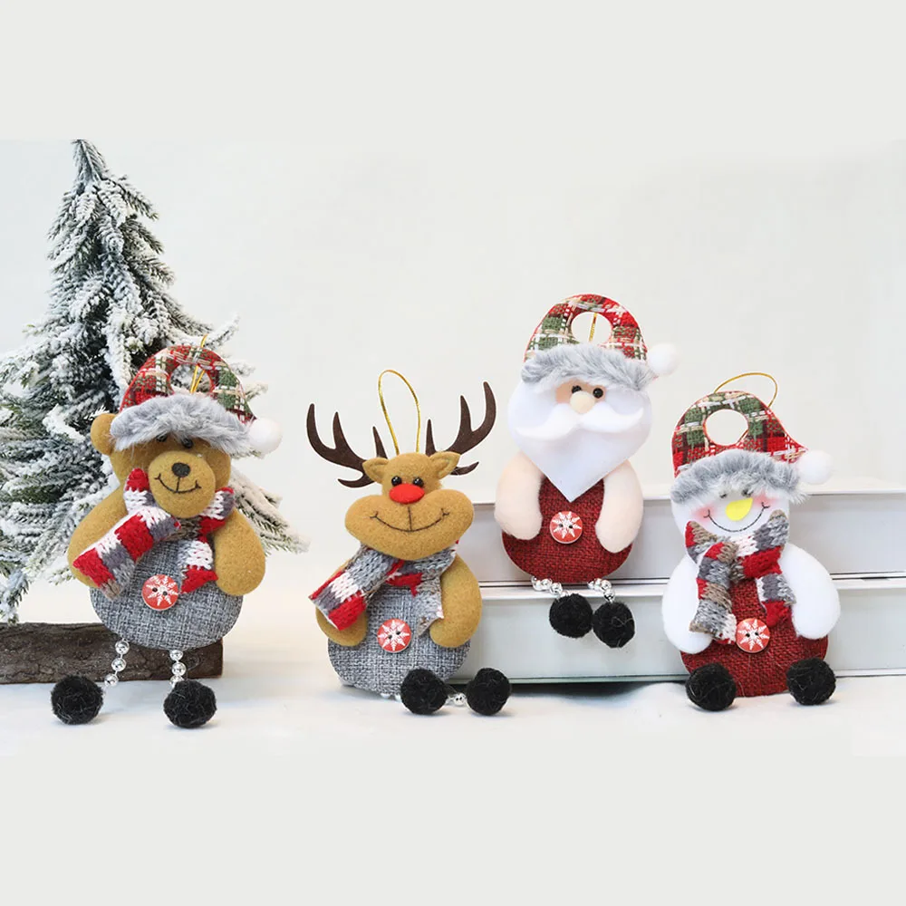 

2024 Non woven Christmas Doll Small Pendant Santa Claus Snowman Elk Pendant Christmas Tree Home Decoration