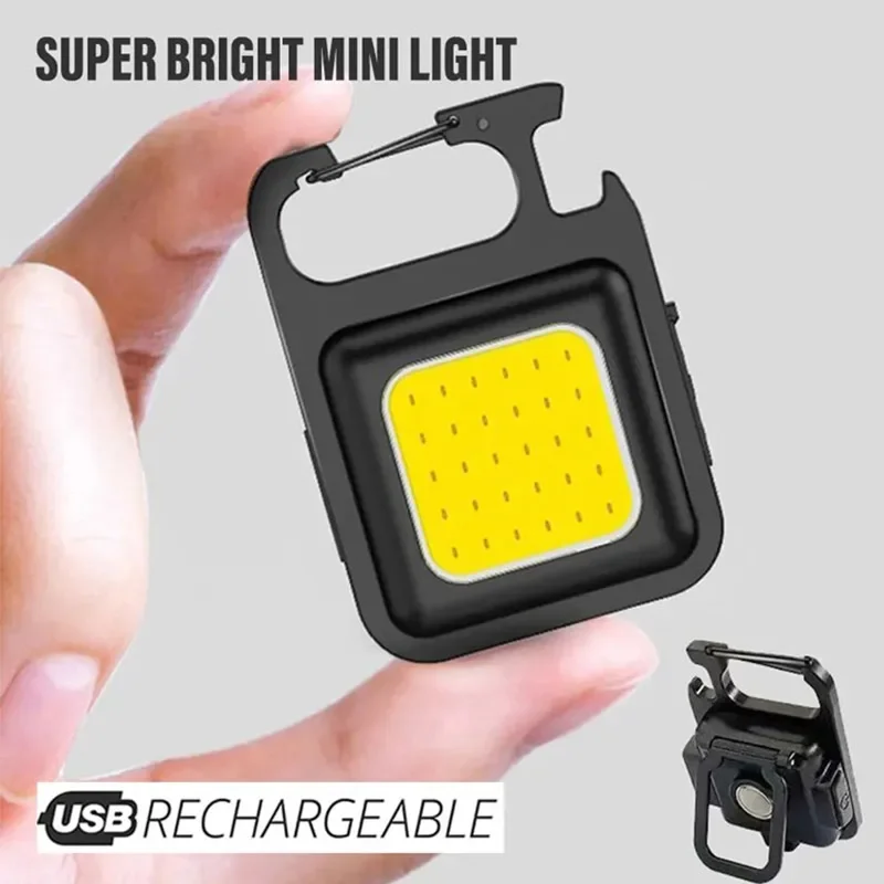 Convenient Carry-on Keychain Camping Light Multi-function COB Rechargeable Emergency Light Mini High Bright Camping Lights
