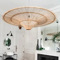 Japanese Rattan Pendant Light Wabi Sabi Wicker Chandelier For Living Room Restaurant Shop Decor Handmade Straw Hat Chandelier 1