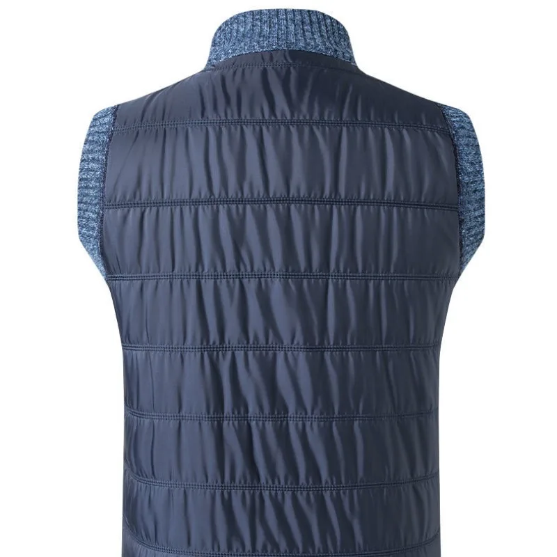 2023 Autumn and Winter Men's Standing Collar Patchwork Zipper Pockets Slim Fashion Casual Elegant Commuter Sleeveless Vest Tops