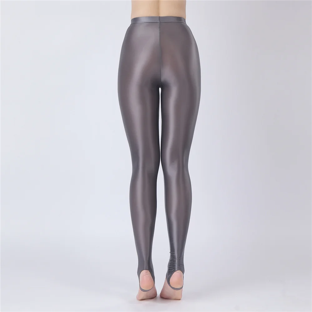 Sexy Women Thin Sheer See Through Pants Elastic Sexy Tight Silk Shiny Pencil Pant Oil Glossy Candy Color Yoga Leggings