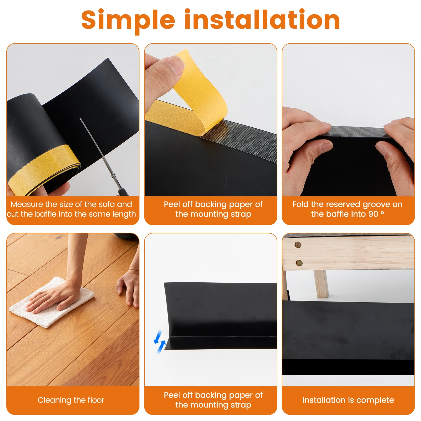 PVC Under Sofa Blocker Black Clear Cuttable Gap Bumper