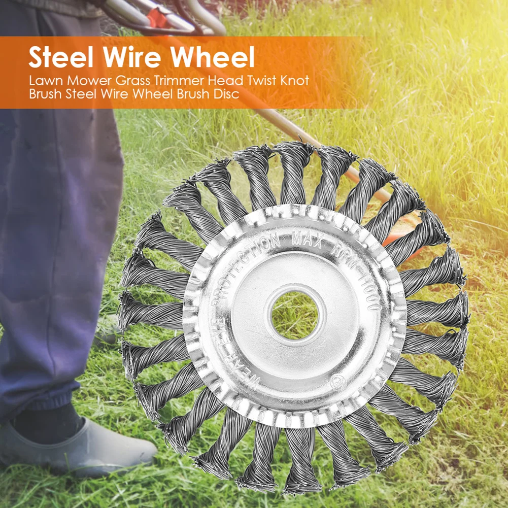 잔디 트리머 헤드 철사 휠 정원 브러시 헤드, 잔디 예초기 브러시 커터, 와이어 잡초 브러시 커터, 디스크 원예 도구, 4 인치, 5 인치