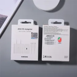 Samsung 45W Super Fast Charge EU/UK Certified Adapter Charger - US set white