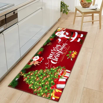 Christmas Kitchen Rug House Entrance Doormat Home Living Room Bedroom Floor Decor Carpet Bathroom Hallway Door Non-Slip Foot Mat