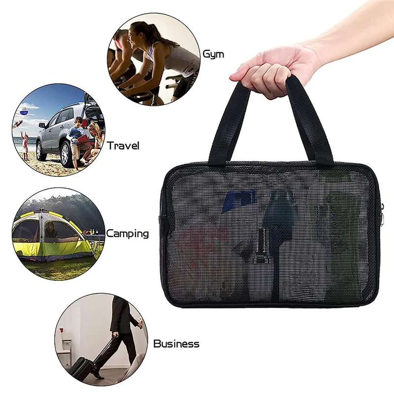 Large-Capacity Bath Bag Mesh Drain Bath Bag Cosmetic Portable Portable Storage