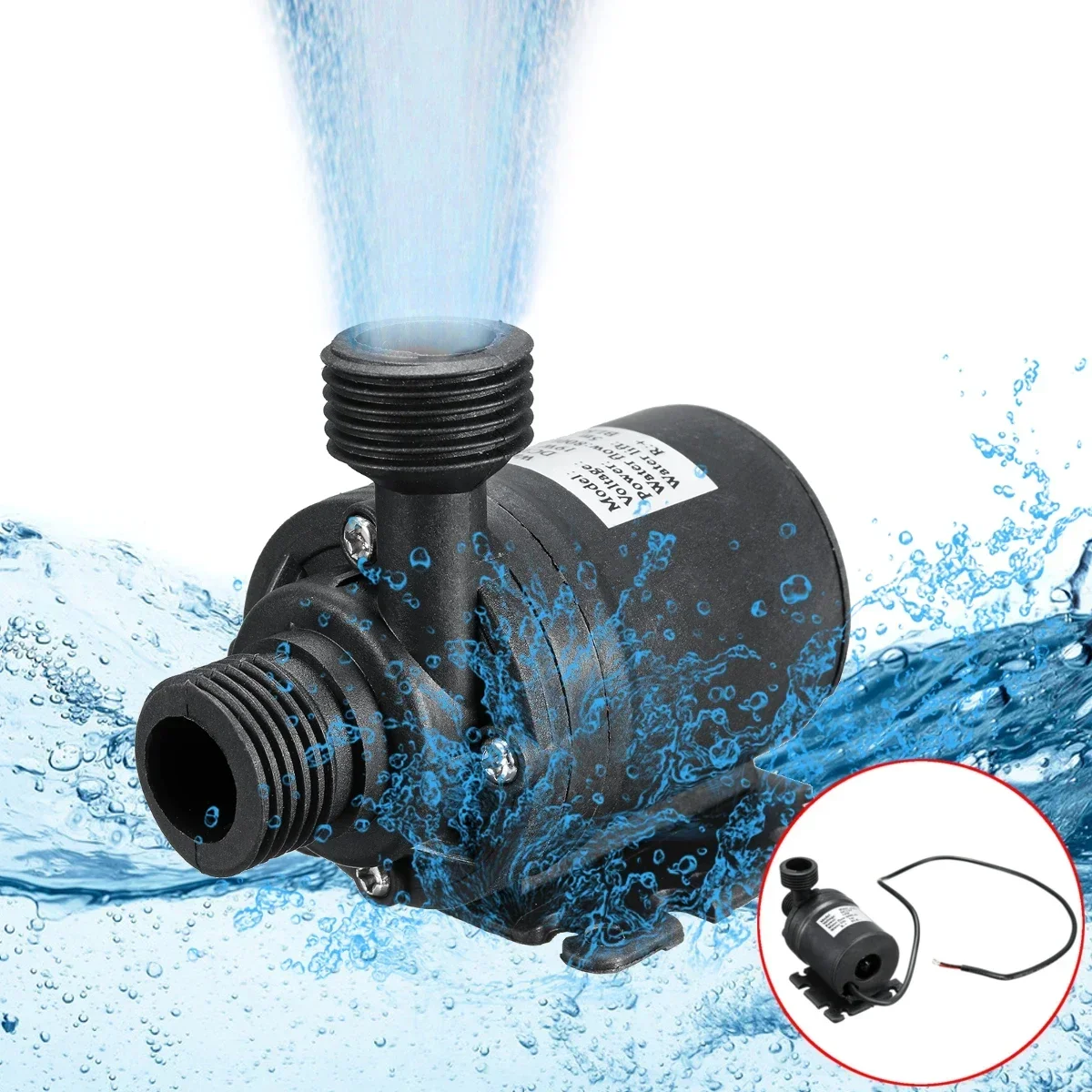 

DC 12V/24V 5M 800L/H Portable Mini Brushless Motor Ultra-Quiet Submersible Water Pump for Cooling System Fountains Heater