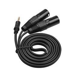 Enhanced Product Title: Premium 3.5mm to Dual XLR Stereo Microphone Audio Cable - 4.9 Ft TRS Adapter (Male)