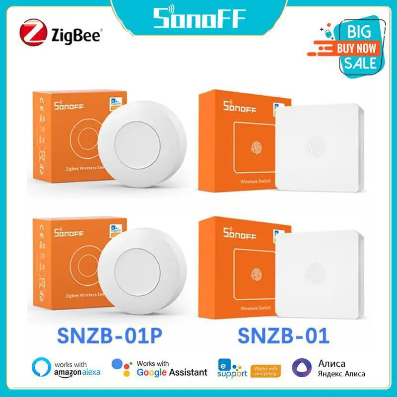 

SONOFF SNZB-01/SNZB-01P Zigbee беспроводной переключатель, пользовательская кнопка действия Smart Scene, поддержка NSPanel Pro, ZB Bridge Pro, ZBDongle-E