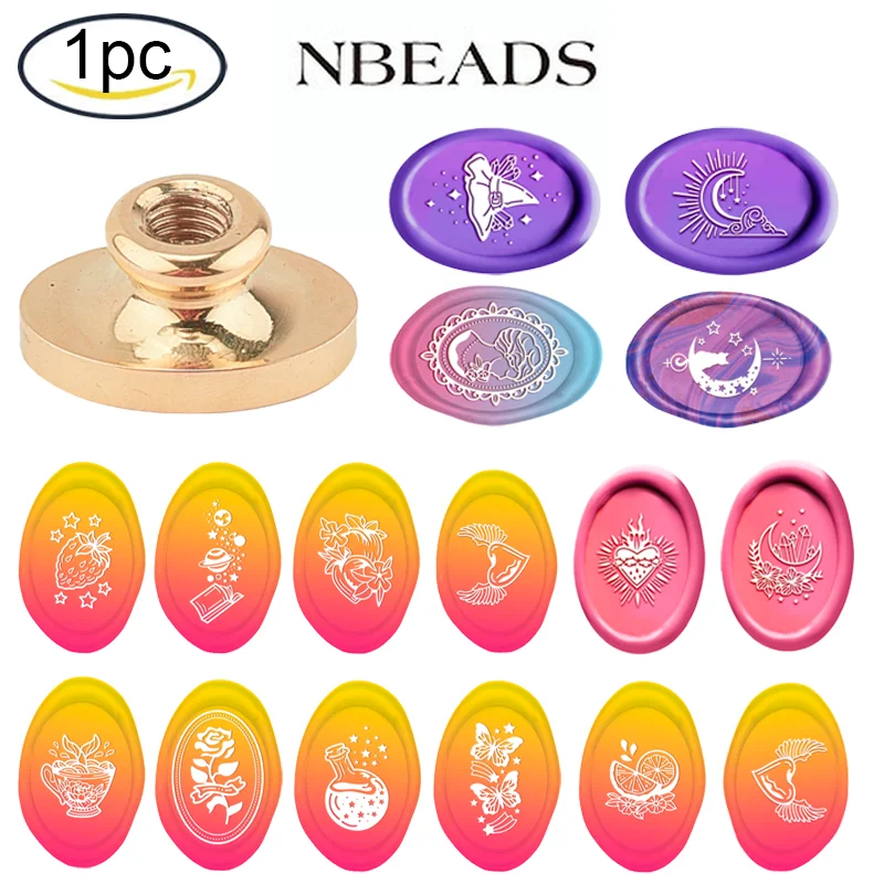 

Wax Seal Stamp Heads Only No Handle Oval Sealing Wax Stamp Head Replacement Women Vintage Removable Brass Seal Head for Wedding