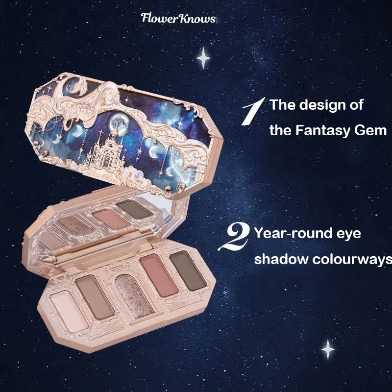 Eye shadow eye shadow plate Flower Knows Moonlight Mermaid Series 5Color eyeshadow delicate matte glow shimmer chameleon waterproof glitter eye palette