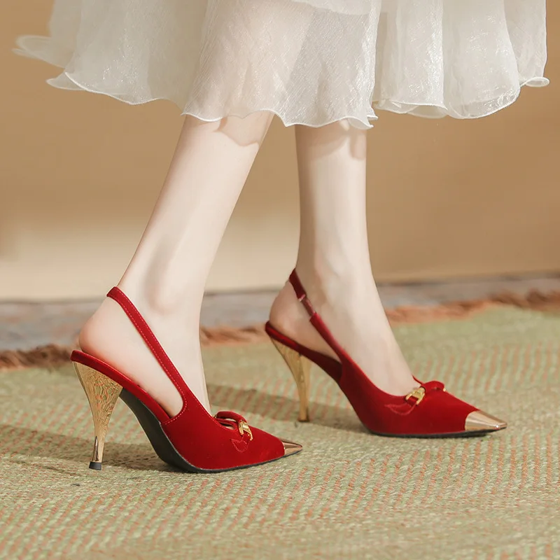 

High Heel Women's French Spring/Summer Shallow Wedding Shoes Large Fashion 2023 Square Head Versatile Slim Heel Shoes
