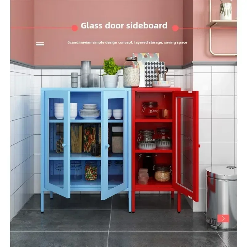 Dining Side Cupboard Wine Cabinet Small Size Narrow Storage Kitchen Living Room Side Wrought Iron Kitchen Sideboard Cabinet