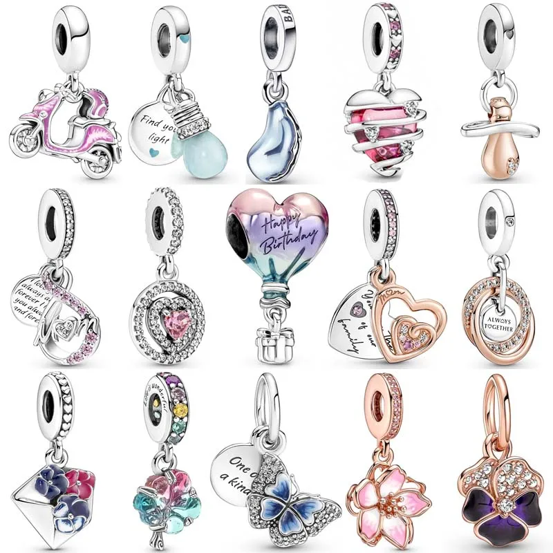 

925 Sterling Silver Charm Reveal Your Love Heart Spiral Lightbulb Pendant Bead Fit Popular Bracelet DIY Jewelry