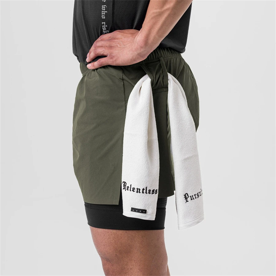 2023 New Shorts Men 2 in 1 sport shorts Gyms Fitness Bodybuilding Workout Quick Dry Beach Shorts Male Summer Running shorts men
