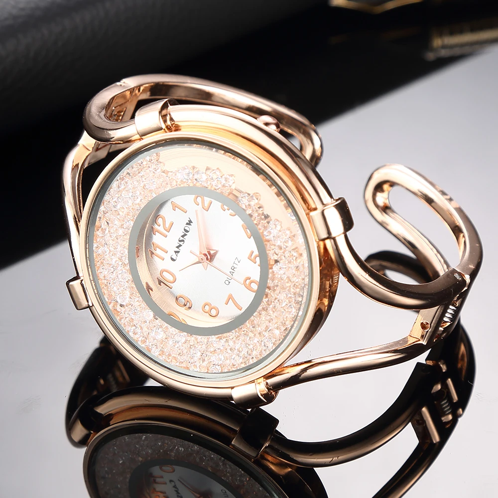 Montre Kang QI Strass Quartz - Boîtier Acier Argenté 38mm - Bon état, Pile Incluse - Style Habillé