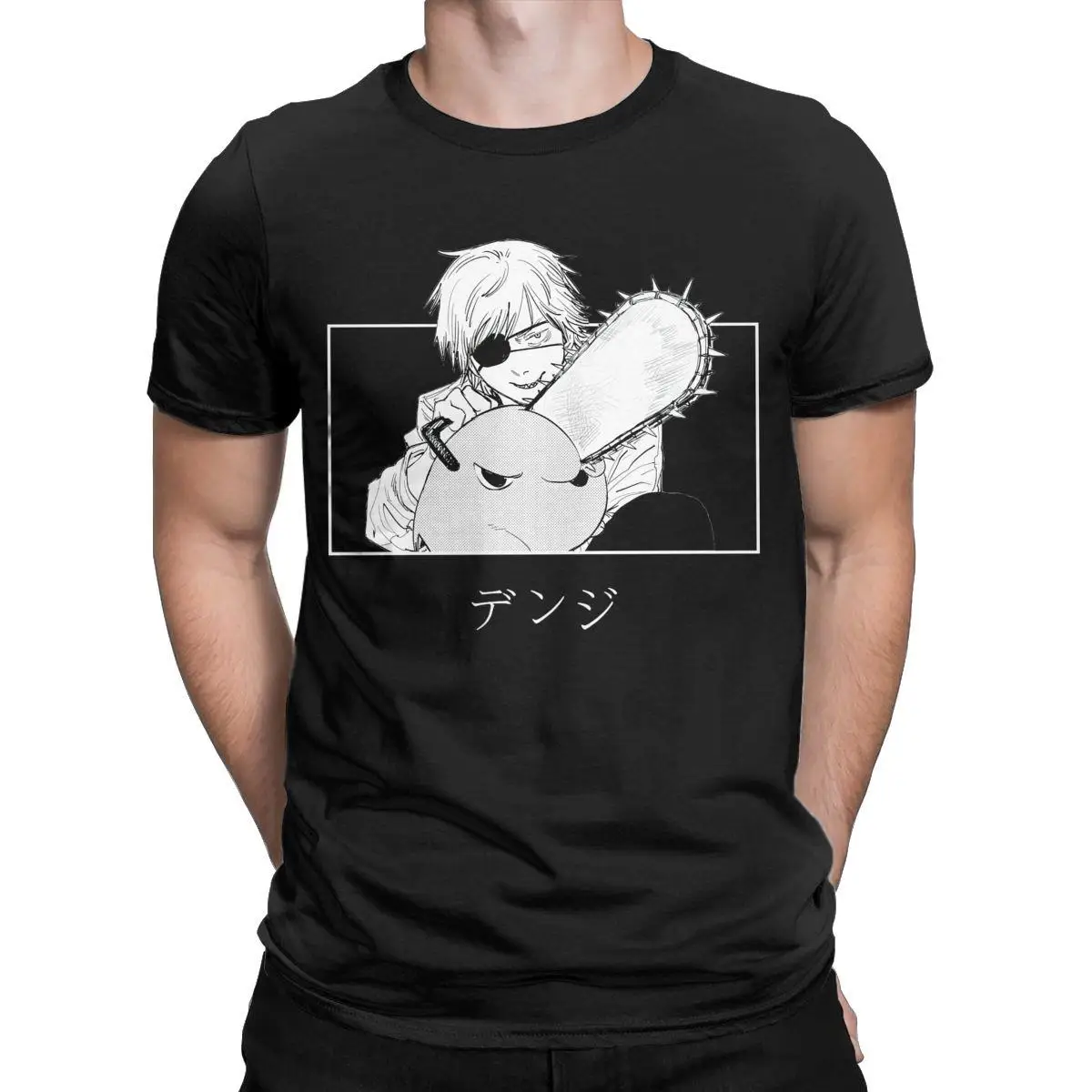 

Chainsaw Man Denji And Pochita T-Shirt Men Anime Manga Vintage Pure Cotton Tees Crewneck Short Sleeve T Shirts Big Size Tops