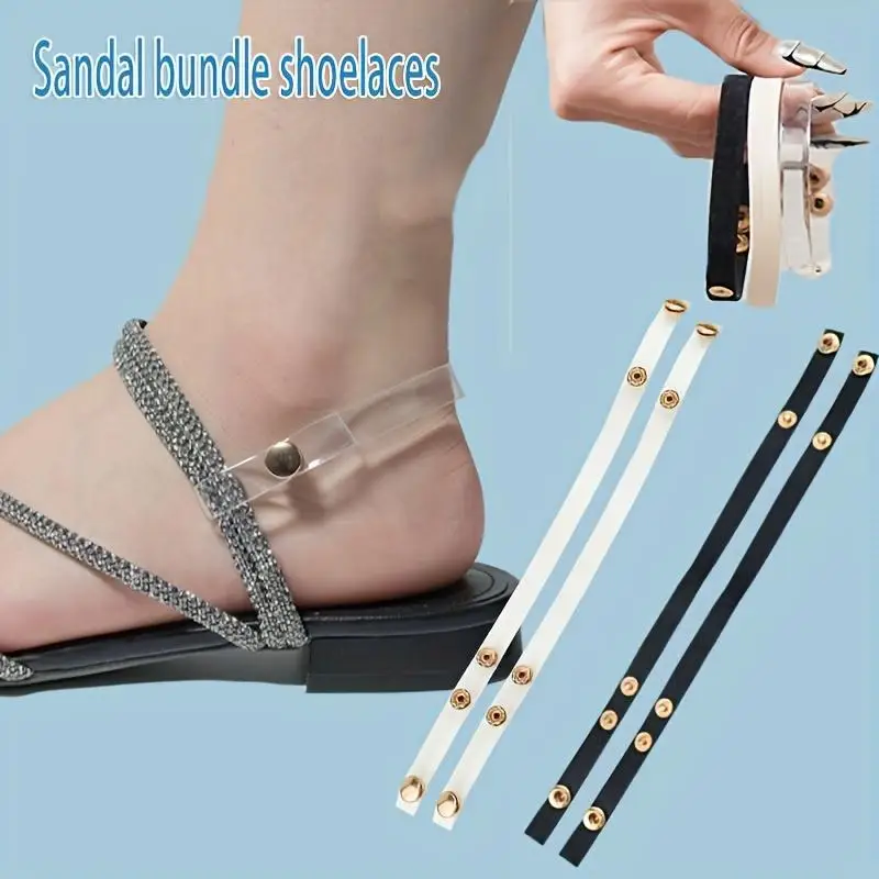 Verstellbare, rutschfeste Fersenriemen, 1 Paar, unsichtbar, transparent, für Damen, High-Heel-Sandalen, Sommer, Druckknopf, Schuhzubehör – Detail 2
