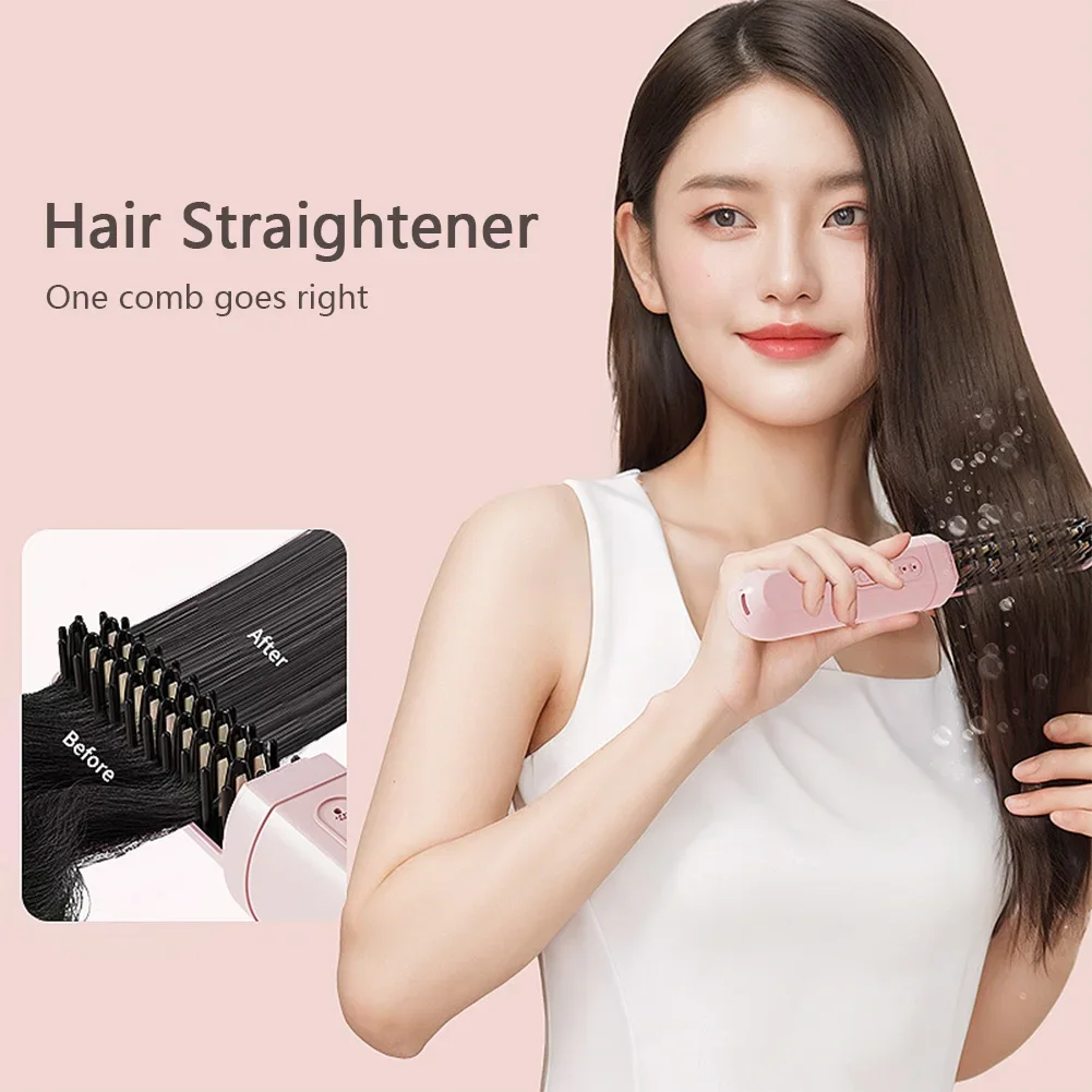Mini Portable Wireless Hair Straightener Rechargeable Negative Ion Dual-purpose Curling Iron Style Tool