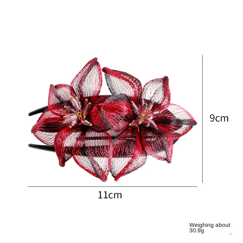 Fashion Copper Wire Flower Bridal Hairpin Hair Accessories for Women Elegant Handmade Spring Clip Headwear Mom's Jewelry Tiaras