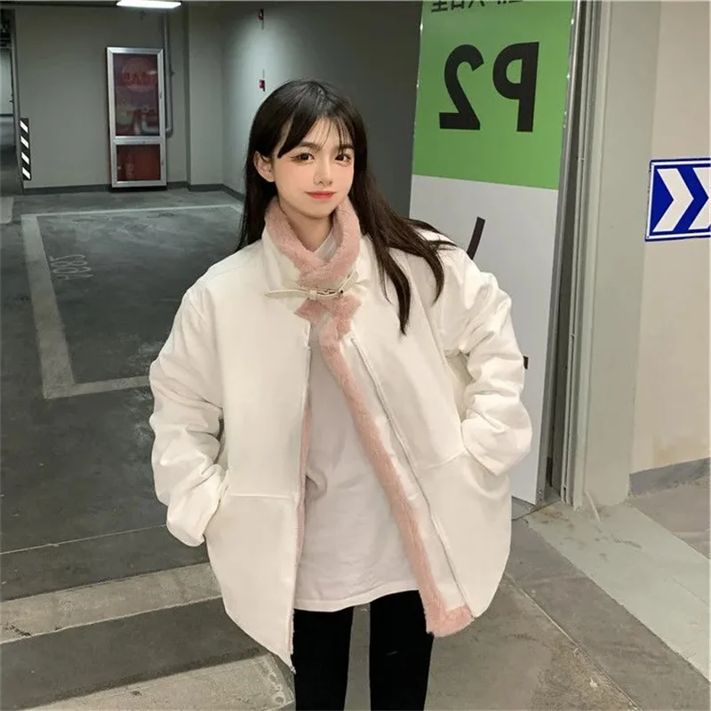 Lamb Wool Jacket For Women In Autumn And Winter Tthickened 2023 New Korean Version Student Double Pocket Jacket Loose Work Jacke