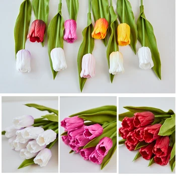 1pcs Tulip Artificial Flower Real Touch Artificial Bouquet foam Fake Flower for Wedding Decoration Flowers Home Garden Decor 2
