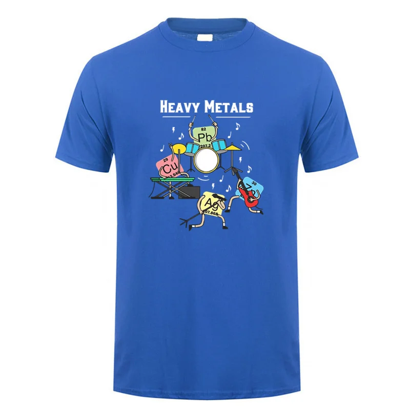 Heavy Metals Rock Chemistry Graphic Cotton T-Shirt for Men - Short Sleeve Summer Tee