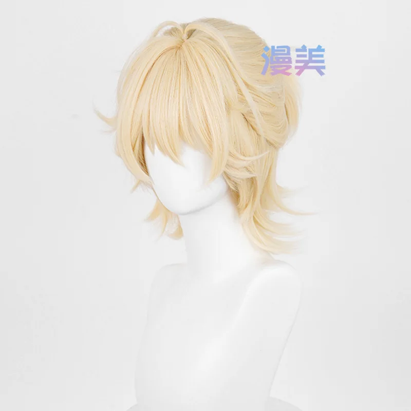 Anime Alien Bühne Luka Cosplay Perücke 30 cm Kurze Milch Goldene Hitzebeständige Synthetische Haar Für Weihnachten Halloween Party – Detail 6