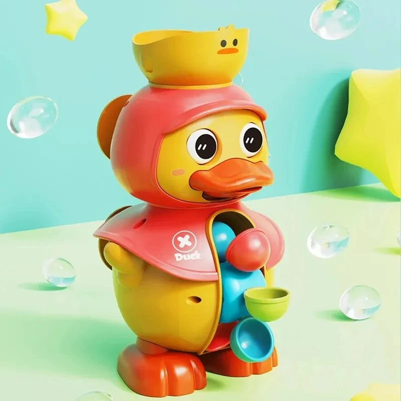 Kids Shower Bath Toys Cute Duck Bathtub Toys for Toddlers 1-4 Years Old with Rotating Water Wheels Bathroom Power Suction Water 3