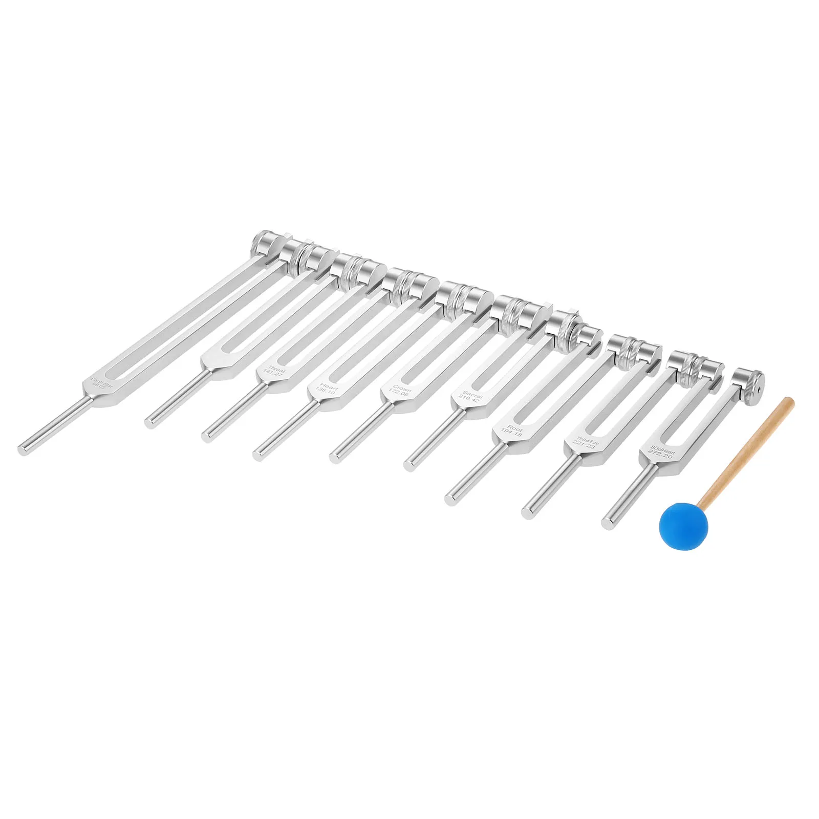 Garfos de Ajuste Conjunto com Silicone Bolsa para a Terapia de Som Prata Chakra Alma Coração Martelo Vibração Instrumento Musical Balanceamento 9 Pçs & - Image 5