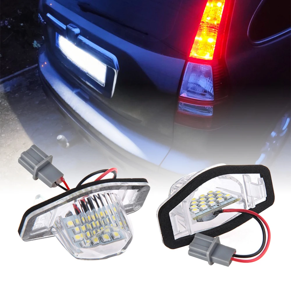 2Pcs LED Car Number License Plate Light For Honda Crv Fit Odyssey Jazz Hrv Frv CR-V Stream 12V SMD 18 LED Number Lamp