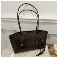 Trend PU Leather Work Shoulder Bag Large Capacity Simple Female Crossbody Bag Solid Color Commuting Bag Women Female