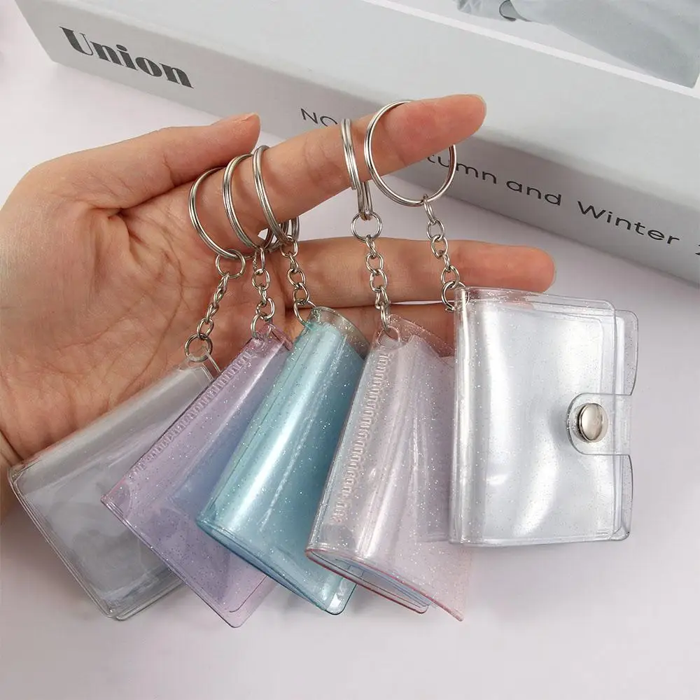 16 Pockets Photo Album for Mini Photo Sticker Jelly Color Card Holder 2 Inch Photos Holder Portable Key Chain