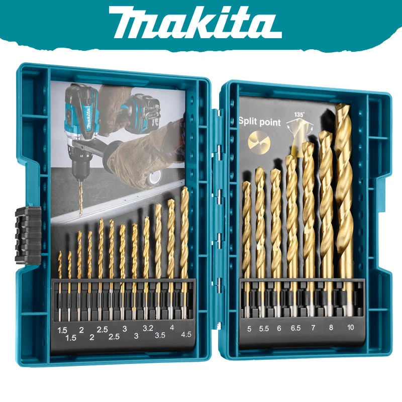 Makita D-67527 HSS TIN Metal Drill Bit Set 19 Piece Straight