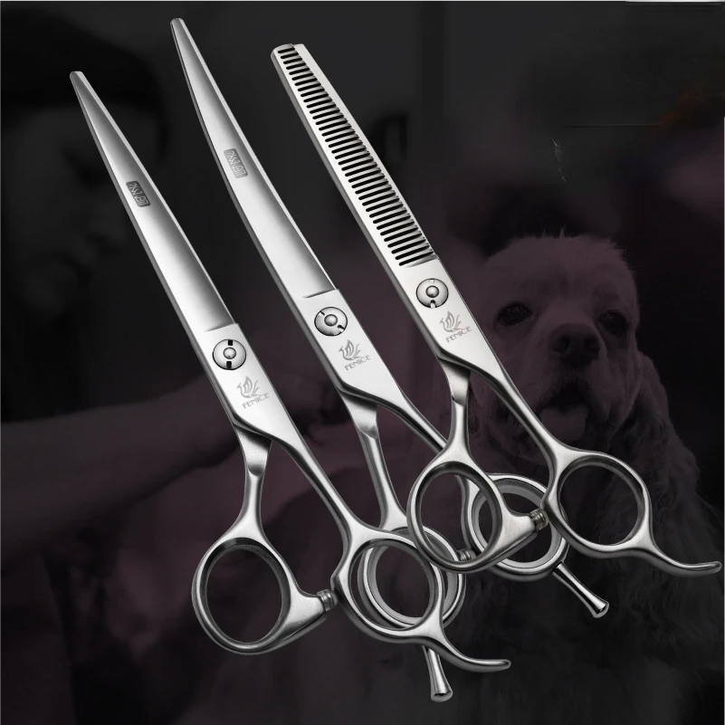 

6.5/7.0/7.5/8.0 Pet Grooming Scissors Set Dog Hair Cutting Shears Cutting Thinning Curved Scissor Kit