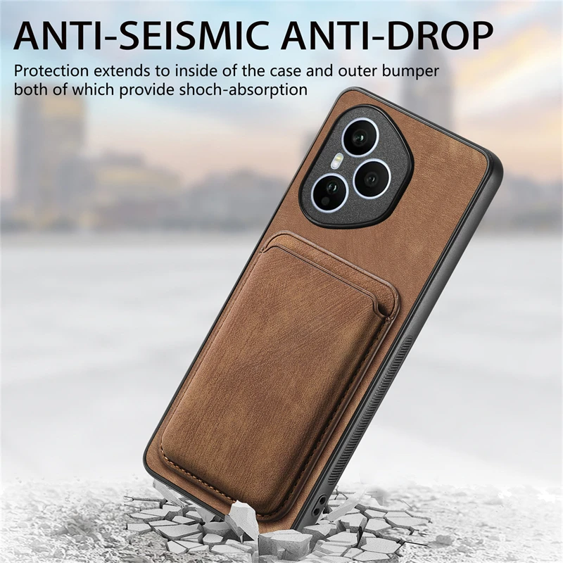 Luxury Leather Magnetic Wallet Case with Detachable Card Slot Cover
