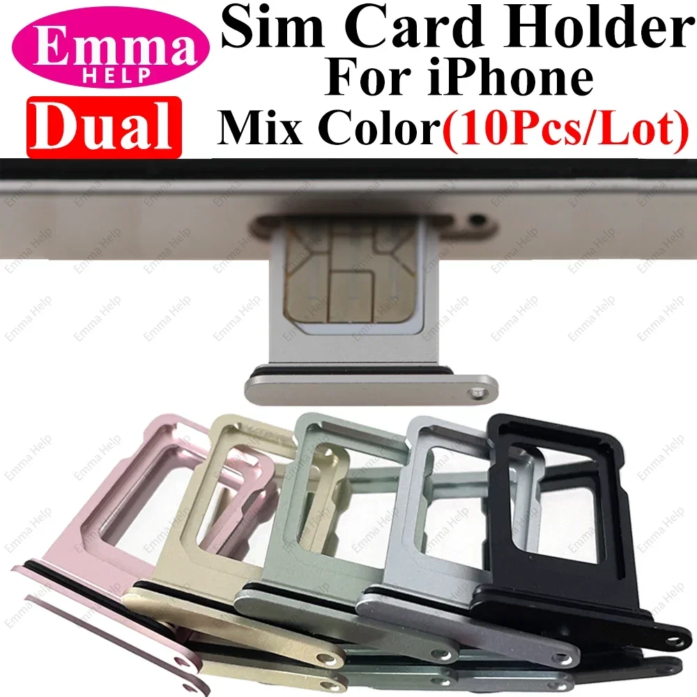Sim Card Accessories 10pcs Dual / Single Sim Tray Card Holder Slot for iPhone 15 Plus 14 Pro 12 13 11 Max X XR XS Sim Nano Adapter Drawer Fix Par