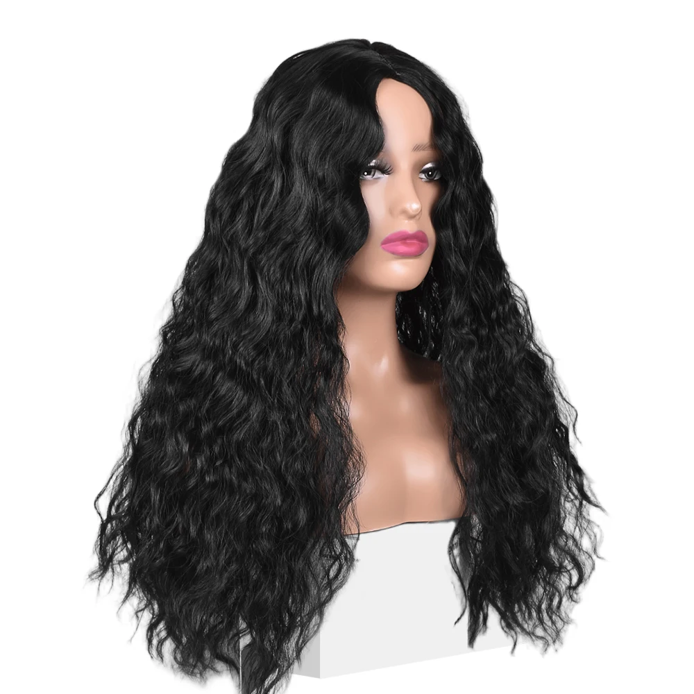 Synthetic wig Deep wave synthetic wig for black women 26" deep curly soft natural black color for daily party use