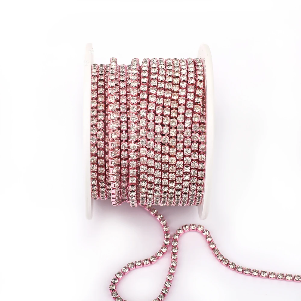 Vibrant Rhinestone Cup Chain with Colorful Base