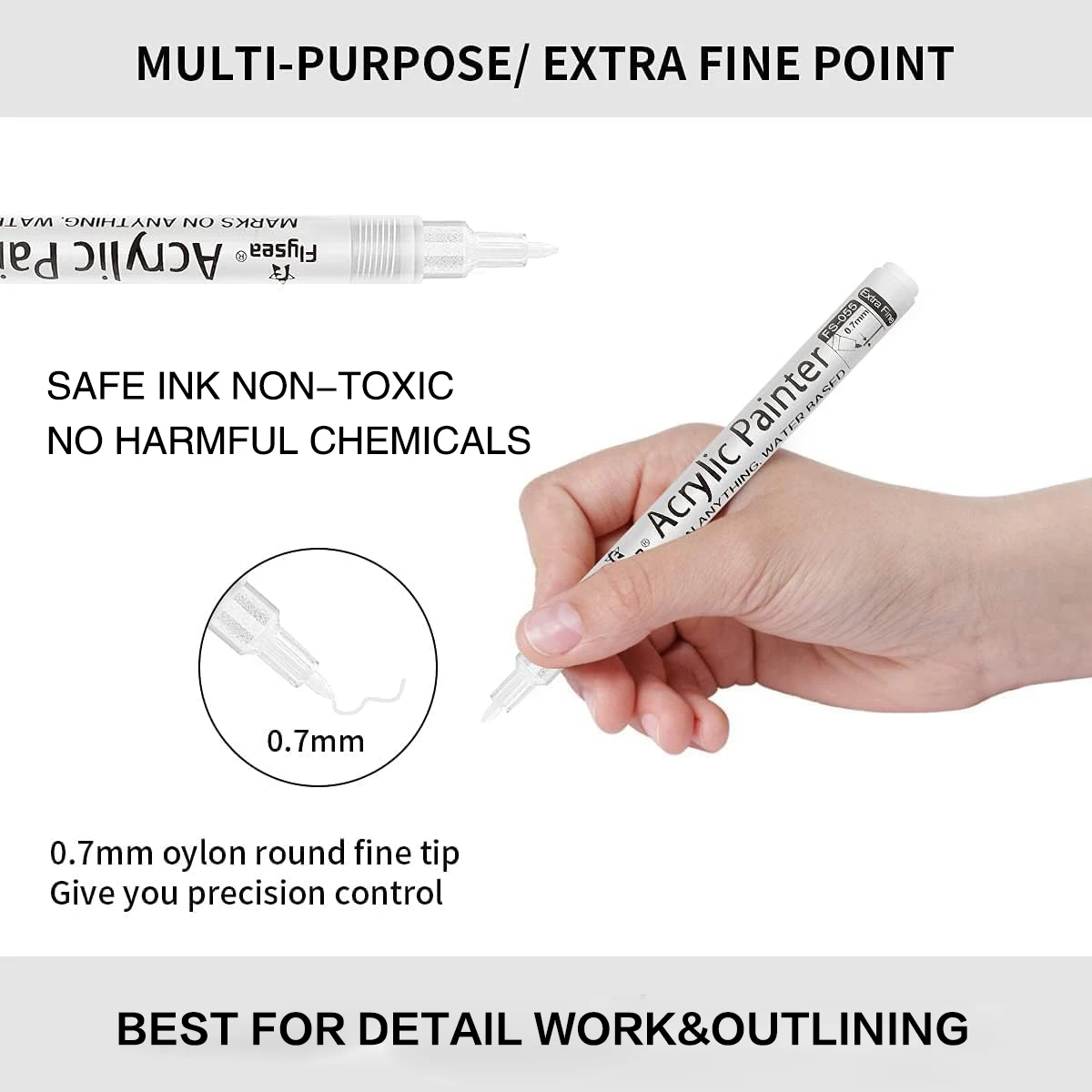 Black&White Paint Pen, Extra Fine Point Acrylic Marker Pens for  Wood,Rock,Plastic,Glass,Stone,Metal,Canvas,Ceramic, Opaque Ink - AliExpress