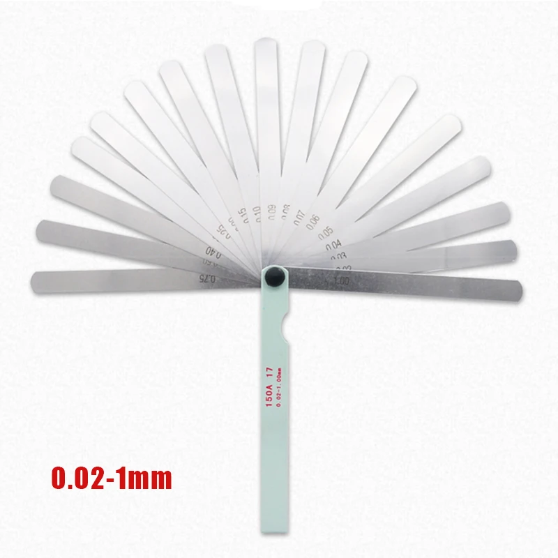 0.02-1mm 17 Blades Measurment Tool Feeler Gauge Thickness Gauges Gap Wedge for Engine Valve Adjustment Percision Measuring Tools
