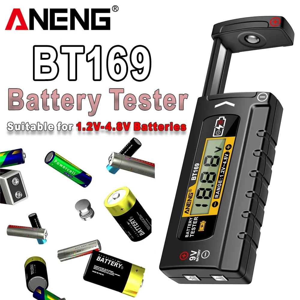 BT169 Universal Battery Tester LCD Battery Indicator Gauge Checker 9V 1.5V Button Cell Test Household Analyzer Meter Tools
