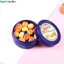 1 Set 1/12 Dollhouse Miniature Danish Cookie Blue Tin Box Set Kitchen Accessories 37*17mm