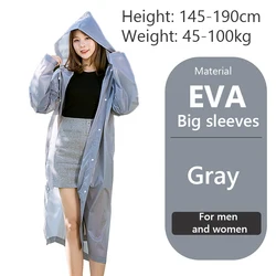 Unisex Waterproof Hooded Rain Poncho - One Size (Gray)