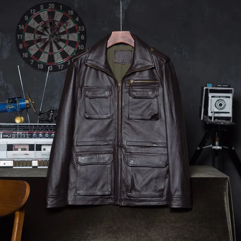 Men Leather Jacket M65 Hunting Jacket