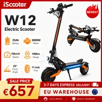 Trottinette électrique tout-terrain iScooter W12 11 pouces, double motorisation, 3000W, 25Ah, autonomie maximale 100 km, vitesse maximale 70 km/h, pliable. 1